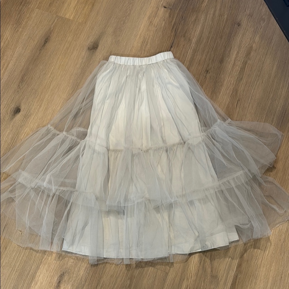 Zenni Skirt in Barely Blue - Joyfolie Blue Maxi Bubble Skirt with Tiered Layers
